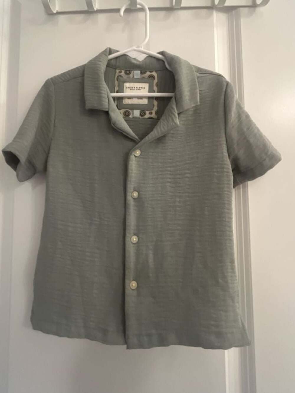 Denim & Flower by Ricky Singh Boys Short Sleeve Textured Camp Shirt